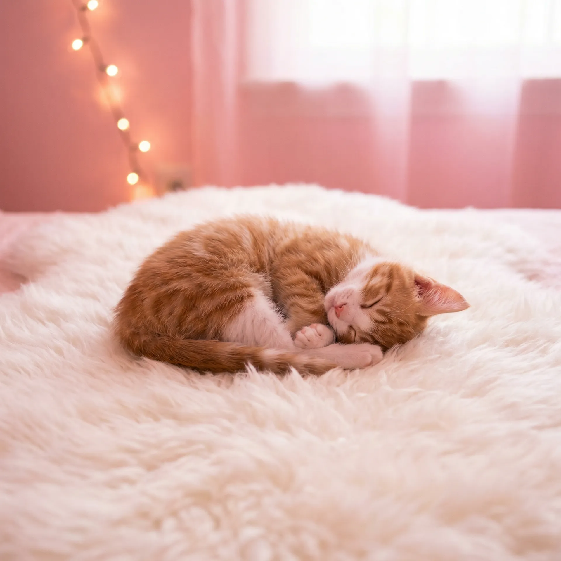 小猫蜷成一团入睡 - 春晚红包